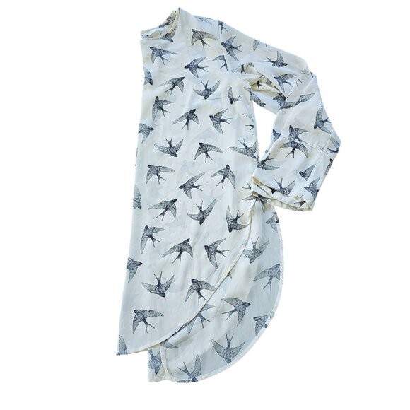 H&M Swallow Bird Women's Tunic top long sleeved crew neck size 10 - Picture 4 of 11